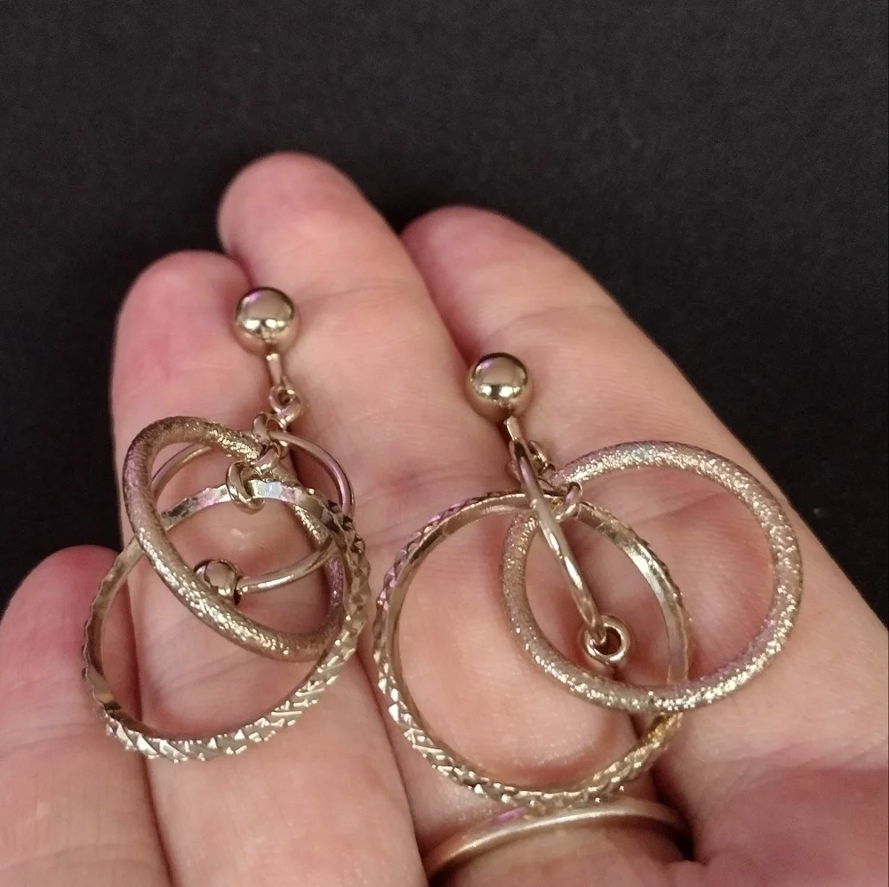 Gold Hoop Dangle Clasp Earrings